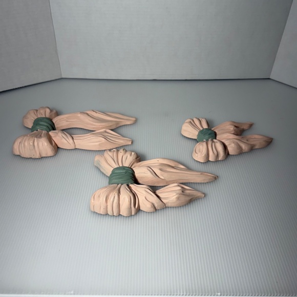 VINTAGE HOMCO PINK RIBBON BOWS Wall Decor Made in the USA Set of 3 - Picture 5 of 5